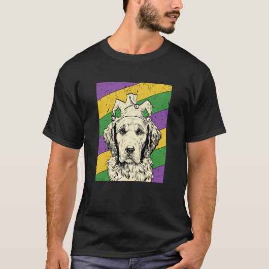 Golden Retriever Jester Mardi Gras Dog Mom or Dad Tシャツ (正面)