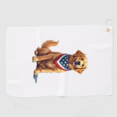 Golden Retriever July 4th Vintage Patriotic Tee 2 ゴルフタオル (横)