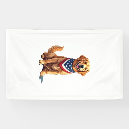 Golden Retriever July 4th Vintage Patriotic Tee 2 横断幕 (横)