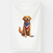 Golden Retriever July 4th Vintage Patriotic Tee 2 横断幕 (縦)