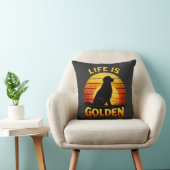 Golden retriever life is golden sunset dog pillow クッション (椅子)