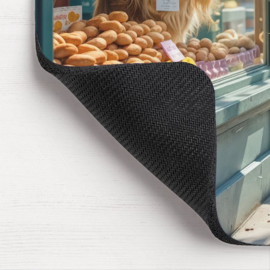 Golden Retriever Looking Into a Bakery Window マウスパッド (コーナー)