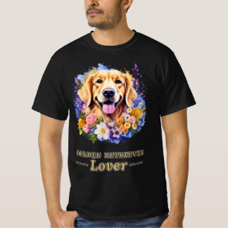Golden Retriever Lover Floral Watercolor Dog Gift Tシャツ