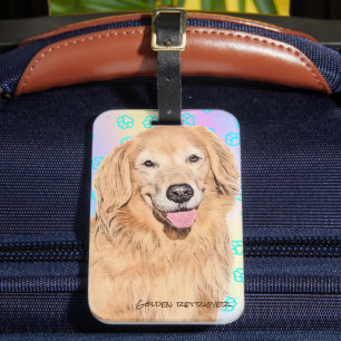 Golden retriever luggage tag with paw print ラゲッジタグ