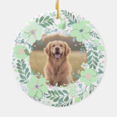 Golden Retriever Mint Green Custom Photo Memorial  セラミックオーナメント (裏面)