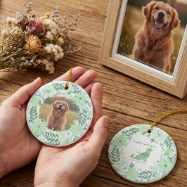 Golden Retriever Mint Green Custom Photo Memorial セラミックオーナメント
