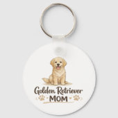 Golden Retriever Mom Cute Dog Art キーホルダー (正面)