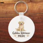 Golden Retriever Mom Cute Dog Art キーホルダー (正面)