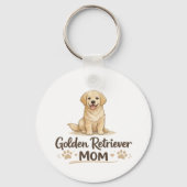 Golden Retriever Mom Cute Dog Art キーホルダー (裏面)