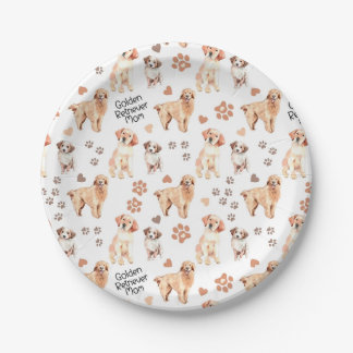 Golden Retriever Mom Pattern ペーパープレート