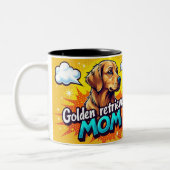 Golden Retriever Mom Pop Art Mug - Personalized ツートーンマグカップ (左)