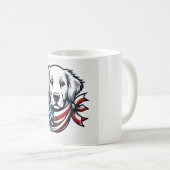 Golden Retriever Mug with American Flag Scarf コーヒーマグカップ (正面右)