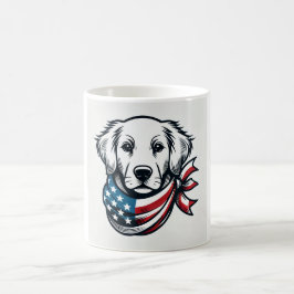 Golden Retriever Mug with American Flag Scarf コーヒーマグカップ