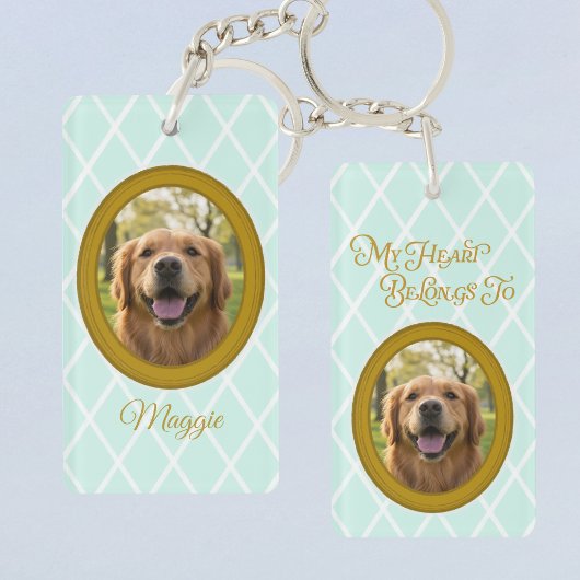 Golden Retriever  My Heart Belongs To Custom Photo キーホルダー