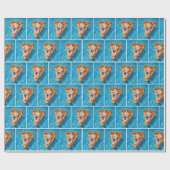 Golden Retriever on a Pizza Slice Pool Float ラッピングペーパー (フラット)