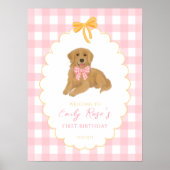 Golden Retriever One Golden Year Birthday Welcome ポスター (正面)