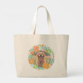 Golden Retriever Pastel Orange Personalized ラージトートバッグ (裏面)