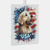 Golden Retriever Patriotic Glass Ornament ガラスオーナメント (正面右)