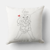Golden Retriever Pet Line Art with Name クッション (裏面)