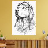 Golden Retriever Pilot Marble Statue Canvas Art キャンバスプリント (インサイチュ (リビング))