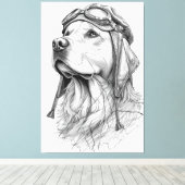 Golden Retriever Pilot Marble Statue Canvas Art キャンバスプリント (インサイチュ (ウッドフロア))