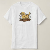 Golden Retriever Playing Mud Tシャツ (デザイン正面)