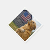 Golden Retriever Pledging Allegiance スタンダードカクテルナプキン (角)