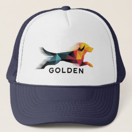 Golden retriever poligonal en amarillo y azul キャップ
