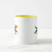 Golden retriever poligonal en amarillo y azul マグカップ (中央)