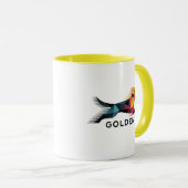 Golden retriever poligonal en amarillo y azul マグカップ (正面右)