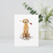 Golden Retriever Postcard –Watercolor Art ポストカード (スタンド正面)