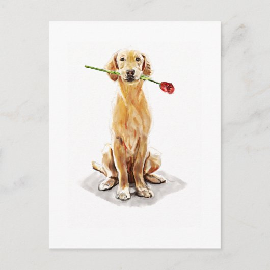 Golden Retriever Postcard –Watercolor Art ポストカード (正面)