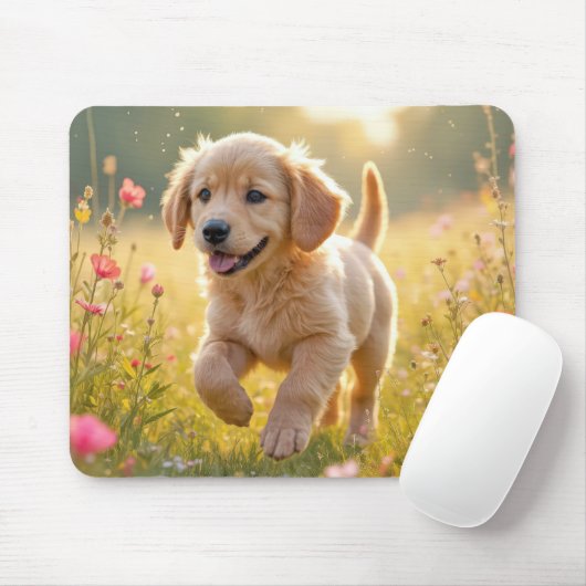 Golden Retriever Pup In a Summer Field マウスパッド (マウス)