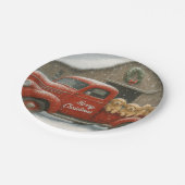 Golden Retriever Puppies in an old truck Christmas ペーパープレート (アングル)