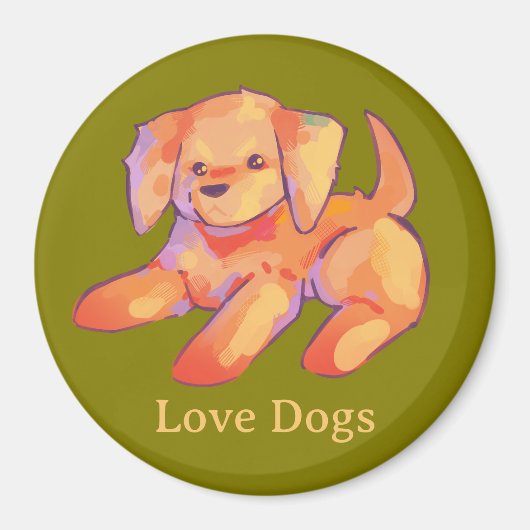 Golden retriever, puppy マグネット (正面)