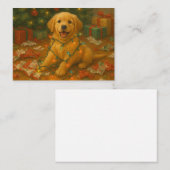 Golden Retriever Puppy in Christmas Lights Card ノートカード (正面/裏面)