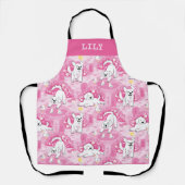 Golden Retriever Puppy in Pink Garden エプロン (正面)