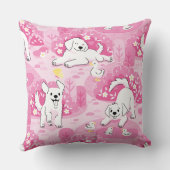 Golden Retriever Puppy in Pink Garden クッション (裏面)