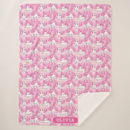 Golden Retriever Puppy in Pink Garden シェルパブランケット