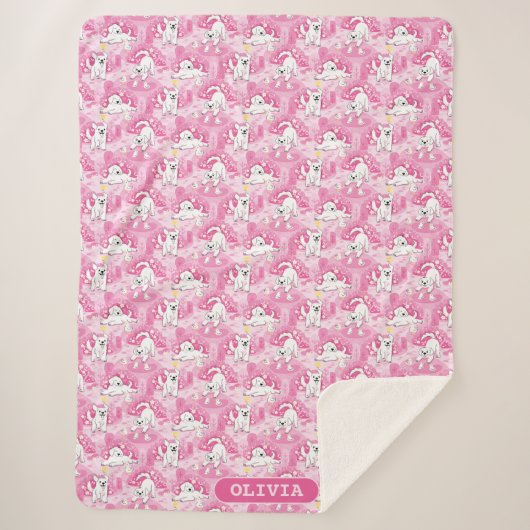 Golden Retriever Puppy in Pink Garden シェルパブランケット (正面)