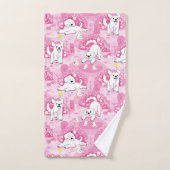 Golden Retriever Puppy in Pink Garden バスタオルセット (ハンドタオル)