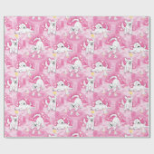 Golden Retriever Puppy in Pink Garden ラッピングペーパー (フラット)