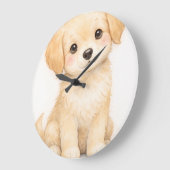 Golden Retriever Puppy Nursery Wall decor | ラージ壁時計 (傾斜)