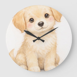 Golden Retriever Puppy Nursery Wall decor | ラージ壁時計