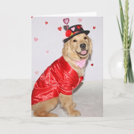 Golden Retriever Puppy Pawsome Valentine’s Day シーズンカード (正面)
