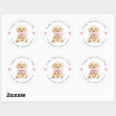 Golden Retriever Puppy Valentine's Day Kids ラウンドシール (シート)