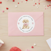 Golden Retriever Puppy Valentine's Day Kids ラウンドシール