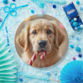 Golden Retriever Puppy With a Candy Cane ペーパープレート (パーティー)