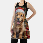 Golden Retriever Puppy's First Christmas Festive エプロン (インサイチュ)