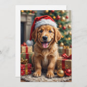 Golden Retriever Puppy's First Christmas Festive シーズンカード (正面/裏面)